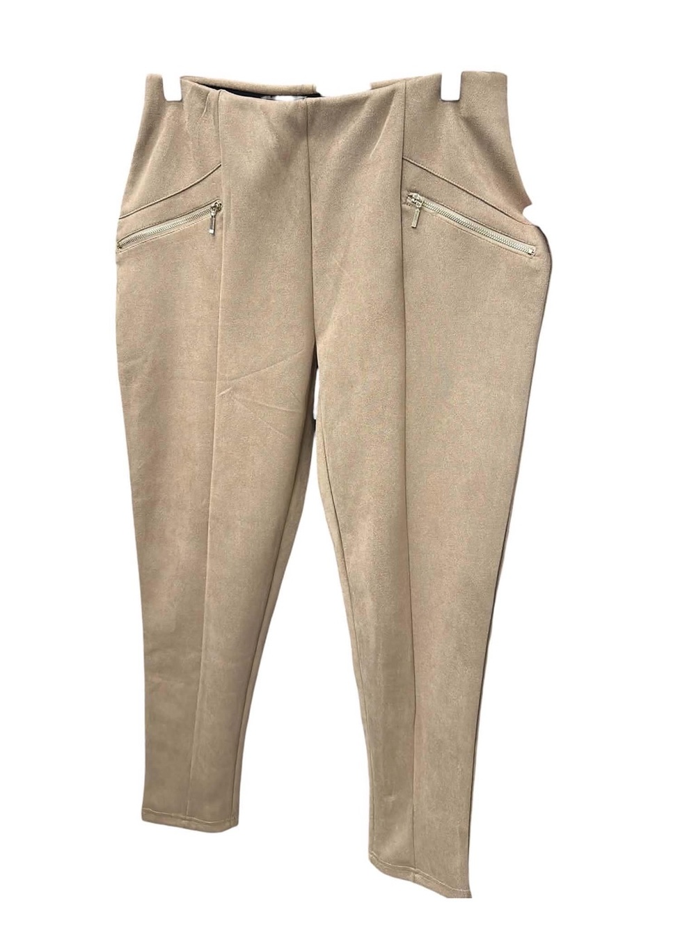 Max Velvet Tailored Tan Chinos with Zip Pocket Detail Size M